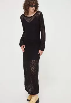 Birgitte Herskind rochie din bumbac culoarea negru, maxi, drept imagine