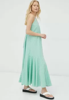 Birgitte Herskind rochie din bumbac culoarea verde, maxi, evazati imagine