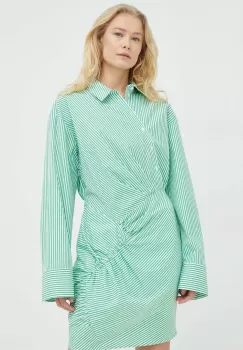 Birgitte Herskind rochie din bumbac culoarea verde, mini, drept imagine