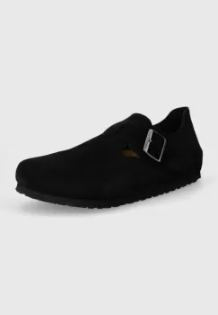 Birkenstock pantofi de piele intoarsa London barbati, culoarea negru, 1028103 imagine