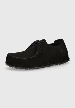 Birkenstock pantofi de piele intoarsa Utti Lace barbati, culoarea negru, 1028597 imagine