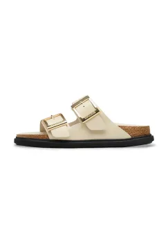 Birkenstock papuci cu toc plat de dama din piele Arizona Droplet Buckle imagine