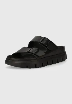 Birkenstock papuci de piele BIRKENSTOCK X PAPILLIO Arizona Chunky Exq femei, culoarea negru, 1024565 imagine