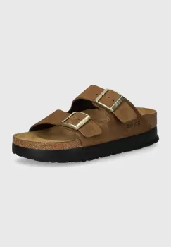 Birkenstock papuci din nubuc Arizona Platform Flex Birkenstock x Papillio culoarea maro, cu platforma, 1028366 imagine