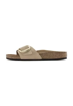 Birkenstock papuci din nubuc Madrid Big Buckle culoarea bej, 1024140 imagine