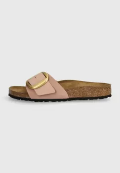 Birkenstock papuci din nubuc Madrid Big Buckle culoarea roz, 1027056 imagine