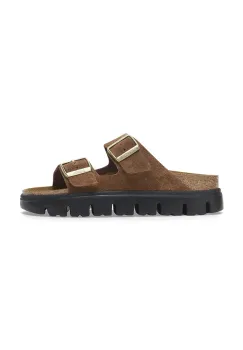 Birkenstock papuci din piele Arizona Chunky Birkenstock x Papillio femei, culoarea maro, cu platforma, 1028389 imagine