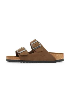 Birkenstock papuci din piele Arizona culoarea maro, 1030863 imagine