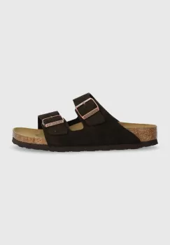 Birkenstock papuci din piele Arizona femei, culoarea maro, 1027083 imagine