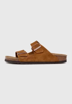 Birkenstock papuci din piele Arizona femei, culoarea maro, 1027162 imagine