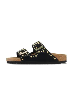 Birkenstock papuci din piele Arizona Rivet culoarea negru, 1030348 imagine