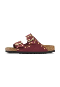 Birkenstock papuci din piele Arizona Rivet culoarea rosu, 1030463 imagine