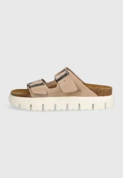 Birkenstock papuci din piele BIRKENSTOCK X PAPILLIO Arizona Chunky femei, culoarea bej, 1024950 imagine