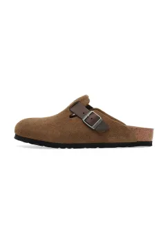 Birkenstock papuci din piele Boston culoarea maro, 1030667 imagine