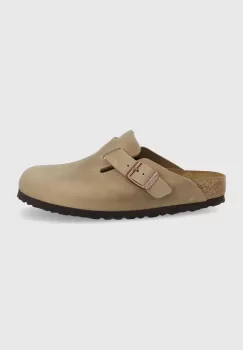 Birkenstock papuci din piele Boston femei, culoarea maro imagine
