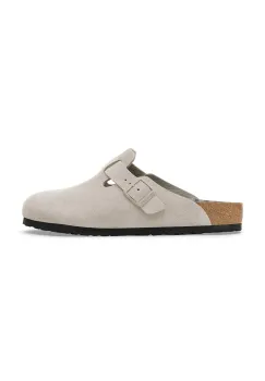 Birkenstock papuci din piele Boston Varsity culoarea gri, 1030615 imagine