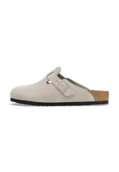 Birkenstock papuci din piele Boston Varsity culoarea gri, 1030622 imagine