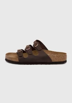 Birkenstock papuci din piele FLORIDA femei, culoarea maro, 53901 imagine