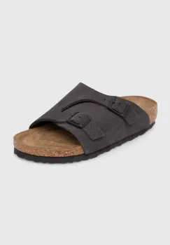 Birkenstock papuci din piele Zurich femei, culoarea gri, 1028547 imagine