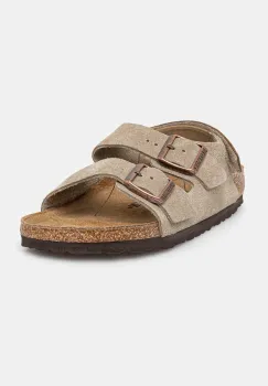 Birkenstock sandale din piele intoarsa pentru copii Milano culoarea bej, 1029471 imagine