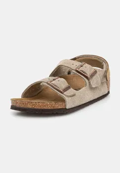 Birkenstock sandale din piele intoarsa pentru copii Milano culoarea bej, 1029471 imagine