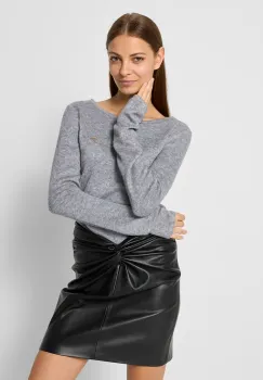 Bizuu bluza din amestec de lana LUAN culoarea gri, melanj, LUAN_SZARY_AW24 imagine