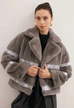 Bizuu geaca GREGORIA culoarea maro, de tranzitie, oversize, GREGORIA TAUPE imagine