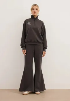 Bizuu pantaloni de trening ZEIA culoarea maro, uni, ZEIA BRAZOWY imagine