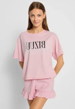 Bizuu pantaloni scurti de pijama din bumbac LIMA culoarea roz, bumbac, PIZAMA DOL LIMA_ROZOWY_AW24 imagine