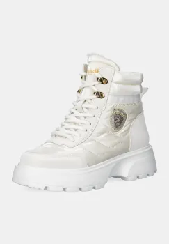 Blauer botine BLANCA femei, culoarea alb, cu toc plat, izolare usoara, F4BLANCA03.NYP imagine