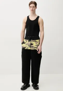 BLUEMARBLE pantaloni de bumbac barbati, culoarea negru, drept, PA80.CV07A25 imagine