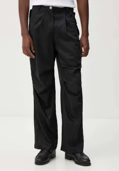 BLUEMARBLE pantaloni de lana culoarea negru, drept, PA59.WO22B24 imagine