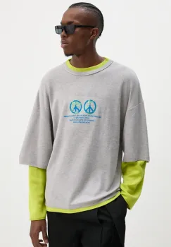 BLUEMARBLE pulover de lana barbati, culoarea gri, light, SW38.KN25B24 imagine