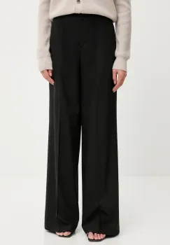 Blugirl Blumarine pantaloni cu lana culoarea negru, lat, high waist, RF5267.T207A imagine