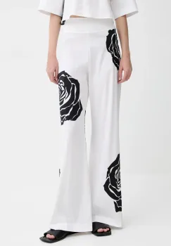 Blugirl Blumarine pantaloni culoarea alb, lat, high waist, RA5042.T2993 imagine