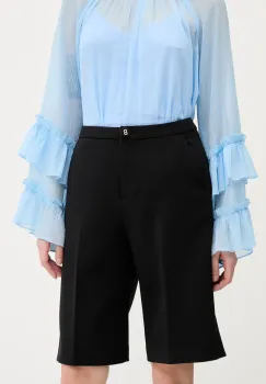 Blugirl Blumarine pantaloni scurti femei, culoarea negru, neted, high waist, RA5156.T2968 imagine
