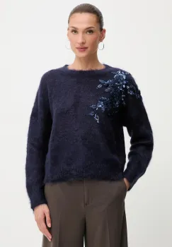 Blugirl Blumarine pulover din amestec de mohair culoarea bleumarin, RF5082.MS037 imagine