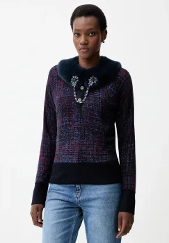 Blugirl Blumarine pulover reversibil culoarea bleumarin, RF5191.MA98O imagine