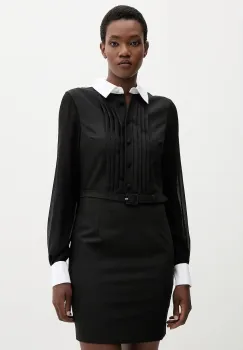 Blugirl Blumarine rochie cu lana culoarea negru, mini, evazati, RF5244.T207A imagine