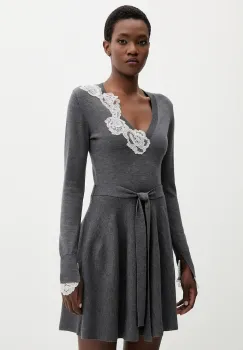 Blugirl Blumarine rochie din lana culoarea gri, mini, evazati, RF5231.MA82O imagine