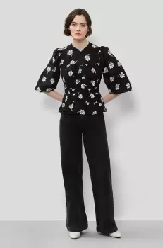 bluza din bumbac femei, culoarea negru, modelator imagine