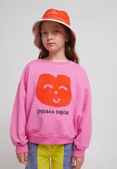 Bobo Choses bluza copii Joyful Face culoarea roz, cu imprimeu, 125AC033 imagine