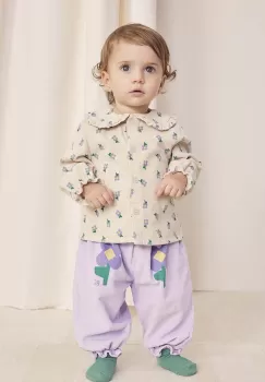 Bobo Choses bluza din bumbac pentru bebelusi Pansy Flower culoarea bej, modelator, 224AB026 imagine