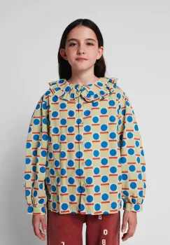 Bobo Choses camasa de bumbac pentru copii Geometric Scacs culoarea verde, 225AC054 imagine