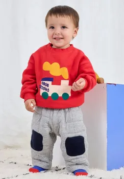 Bobo Choses hanorac de bumbac pentru bebelusi Choo Choo culoarea rosu, cu imprimeu, 225AB046 imagine
