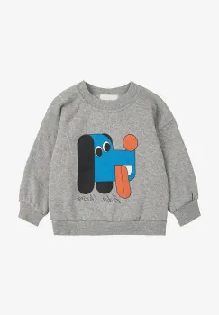 Bobo Choses hanorac de bumbac pentru bebelusi Doggy Mate culoarea gri, cu imprimeu, 225AB049 imagine