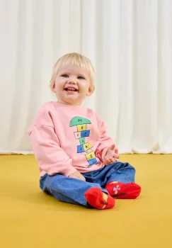 Bobo Choses hanorac de bumbac pentru bebelusi Hopscotch culoarea roz, cu imprimeu, 225AB118 imagine