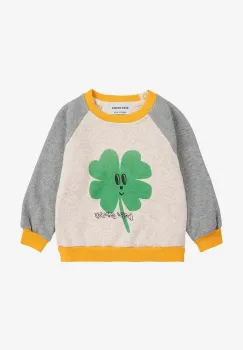 Bobo Choses hanorac de bumbac pentru bebelusi Lucky Clover culoarea bej, cu imprimeu, 225AB053 imagine