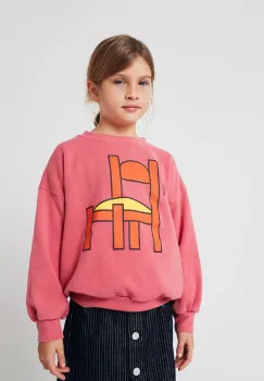 Bobo Choses hanorac de bumbac pentru copii Chair culoarea roz, cu gluga, cu imprimeu, 225AC034 imagine