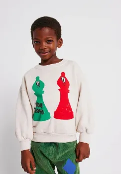 Bobo Choses hanorac de bumbac pentru copii Checkmate culoarea bej, cu imprimeu, 225AC032 imagine